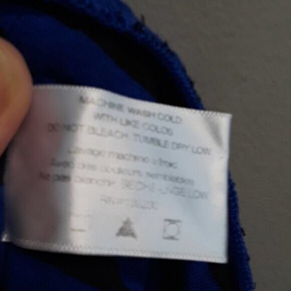 Pam & Gela Womens Mini Skirt Large Blue Black Striped Ruched Casual NWT - Picture 7 of 8